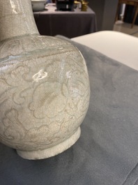 A Chinese qingbai vase with incised floral design, Song